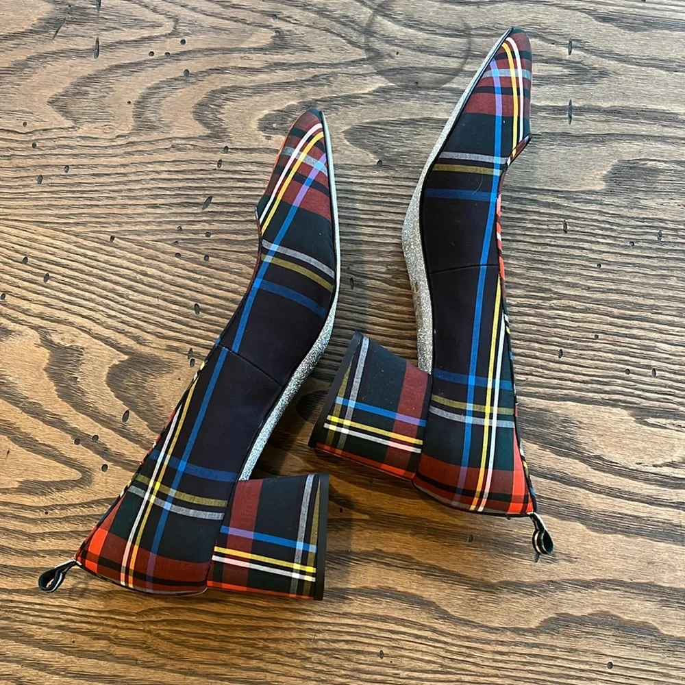 SOLD NEW! J Crew Stewart plaid block heel shoe size 9.5 - Picture 5 of 8